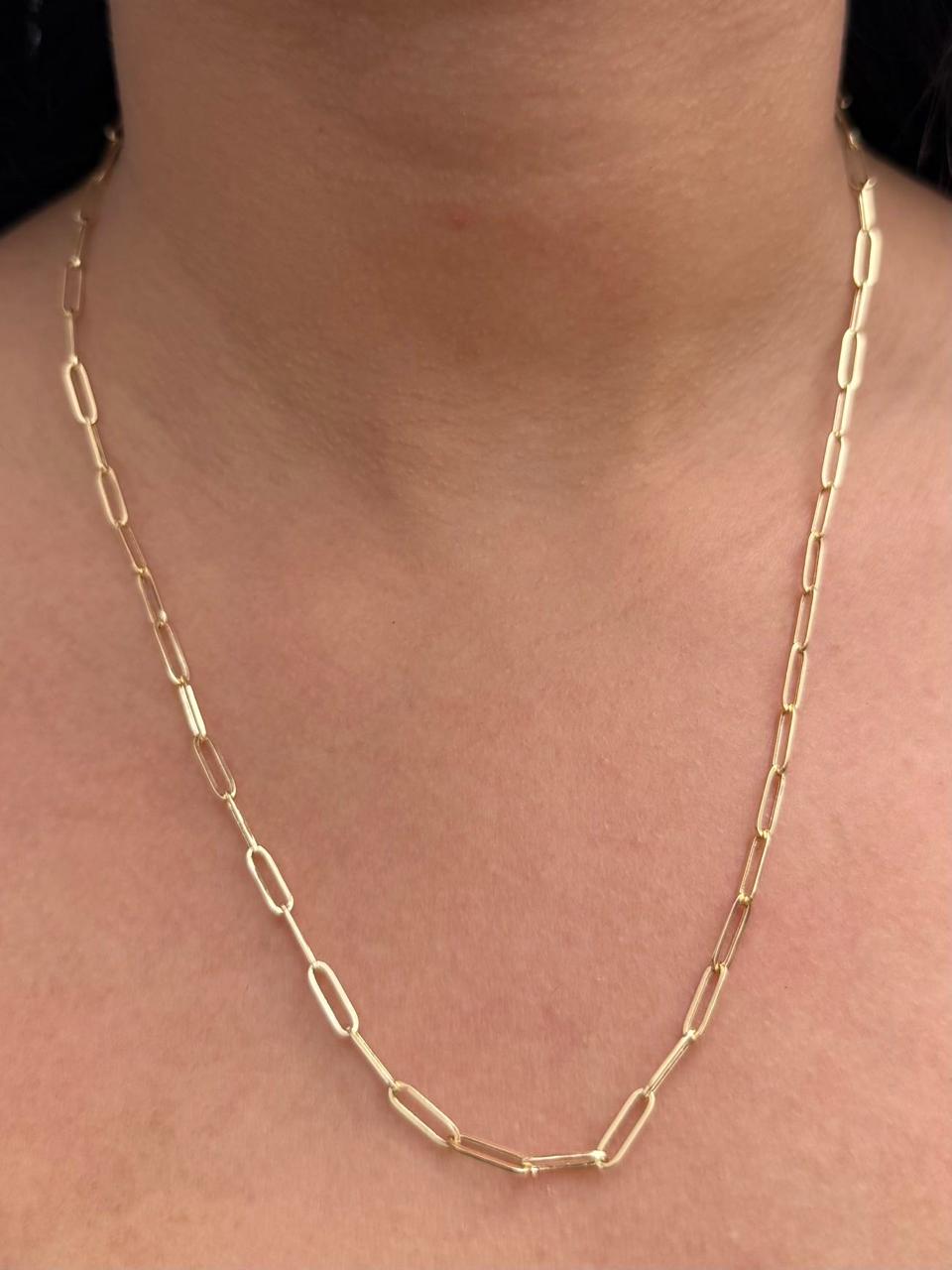 Cadena Paper Clip 3.7gr / 50cm / 2.9mm — Oro Amarillo