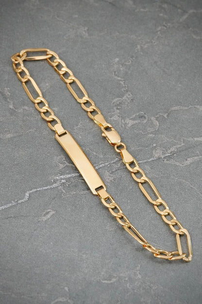 Pulso Figaro con Placa 4gr / 20cm / 5mm — Oro Amarillo
