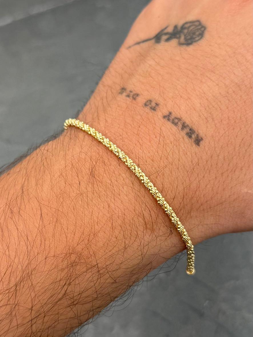 Pulso Lazo Diamantado 3.4gr / 19.5cm / 2.5mm — Oro Amarillo