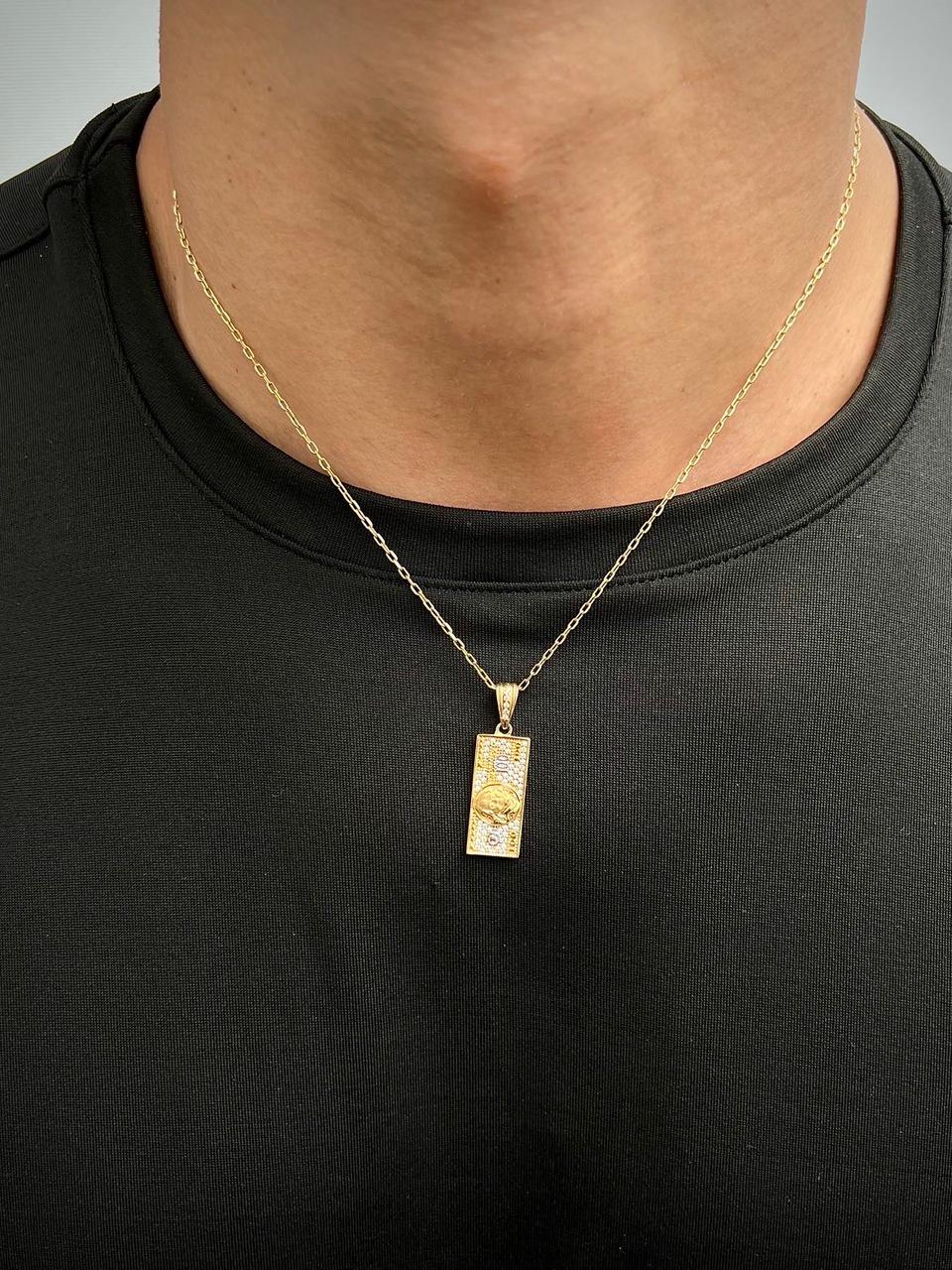 Dije dolar con swarovski blanco 3.7gr / Largo 3.5cm — Oro Amarillo