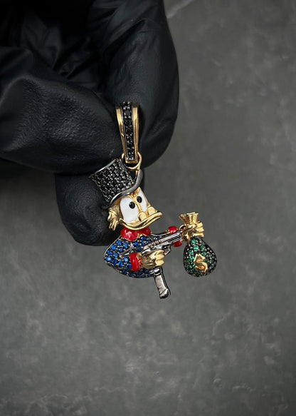 Dije tio rico con swarovski negro 5.8gr / Largo 3.3cm / Oro Amarillo Nac P
