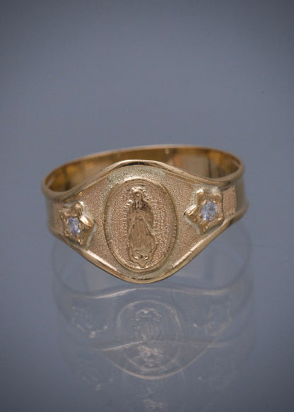 Anillo virgen de guadalupe 2.6gr / Talla 9 3/4 / Oro Amarillo Nac P