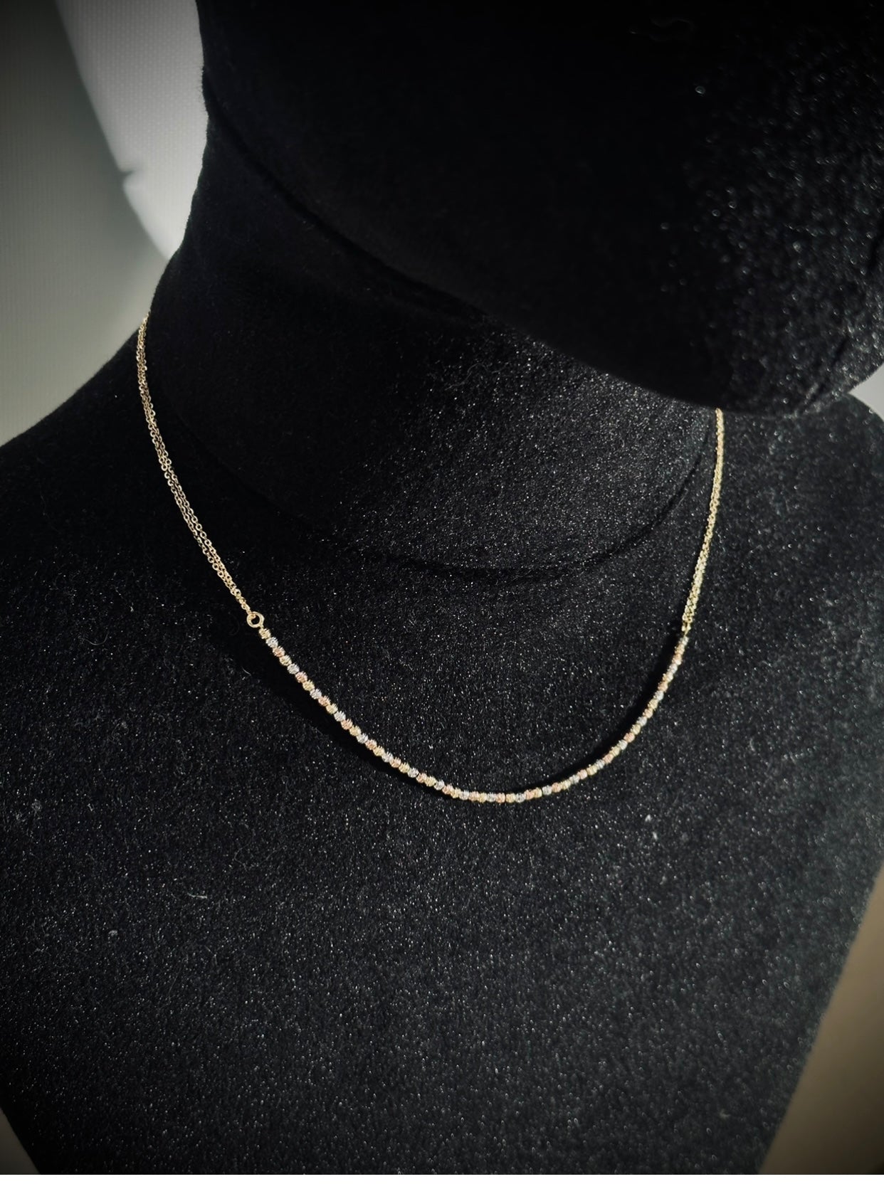 Cadena  rolon con bolas diamantadas 6.4gr / Largo 45cm / Tres Oros italy +3 B