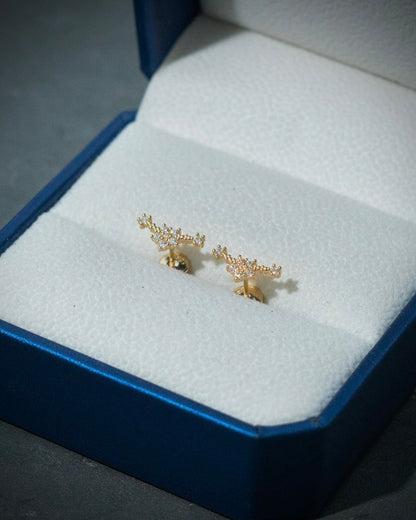 Topos de flor con swarovski blanco 1.2gr / Oro Amarillo Nac B