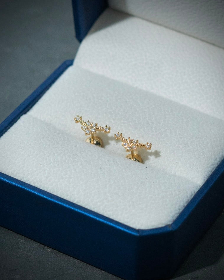 Topos de flor con swarovski blanco 1.2gr / Oro Amarillo Nac B